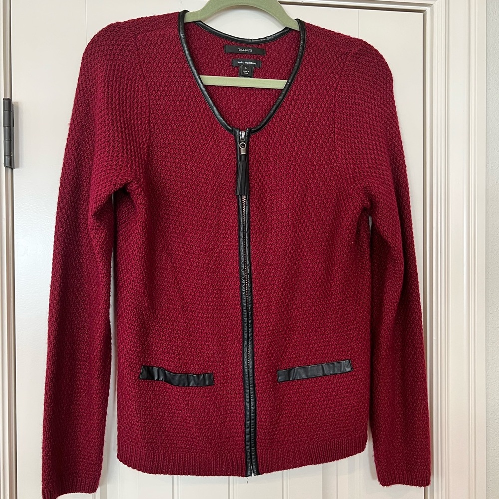 Tahari wool-blend zip-front cardigan sweater